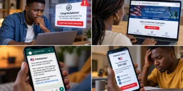 Arnaques DV Lottery : faux sites, fausses notifications de sélection et demandes de paiement frauduleuses
